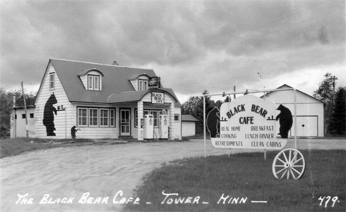 An undated photograph depicts the Black Bear Cafe In Vermilion Lake Township.